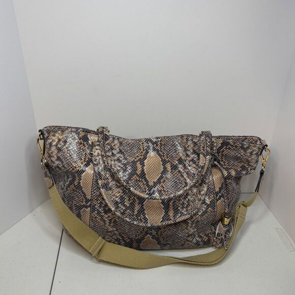 G.I.L Milano Large Snakeprint Leather Shoulder Crossbody Bag Purse Designer - Picture 3 of 10
